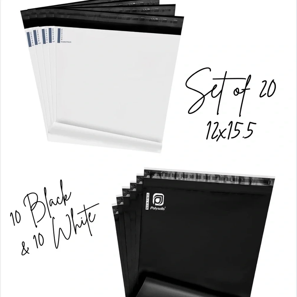 Set of 20 12x15.5 Black and White Poly Mailers